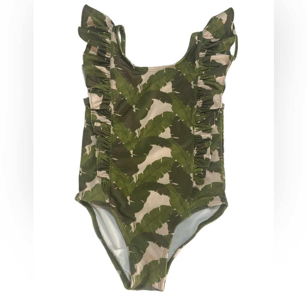 kate quinn‎ banana leaf girls ruffle swimsuit 4t